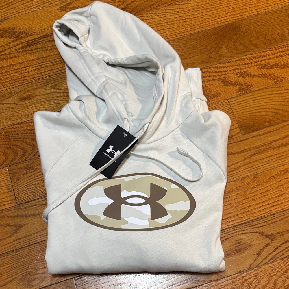 Under Armour Men's Large Off-White Hoodie with Logo - Picture 2 of 4